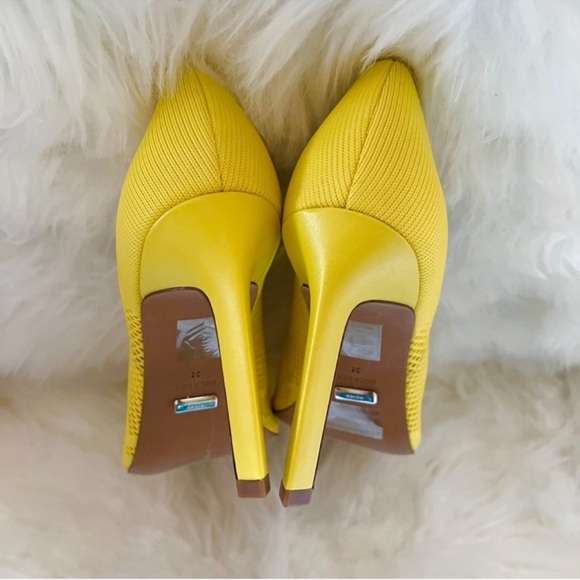 New! REISS “Zena” Mesh Leather Court Shoes Pumps in Parakeet Yellow - Picture 9 of 11